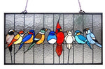 Chloe Lighting CH1P543RA25-GPN Tiffany-Glass Featuring Birds In The Cage Window Panel 24.5x13