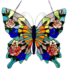 Chloe Lighting CH1P545BA24-GPN Tiffany-Glass Butterfly Window Panel 22.5x24
