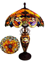 Chloe Lighting CH18648SV18-DT3 Demetra Auroratiffany-Style 3 Light Victorian Double Lit Table Lamp 18" Shade