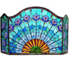 Chloe Lighting CH1F046GP48-GFS Regal Eudora Tiffany-Glass 3pcs Folding Peacock Fireplace Screen 48`` Wide