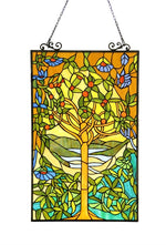 Chloe Lighting CH3P310FO32-GPN Eden Tiffany-Glass ``tree Of Life`` Window Panel 20x32