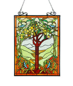 Chloe Lighting CH3P321FP24-GPN Olea Tiffany-Glass ``fruits Of Life`` Window Panel 18x25