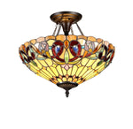 Chloe Lighting CH33353VR16-UF2 Serenity Tiffany-Style 2 Light Victorian Semi-Flush Ceiling Fixture 16`` Shade