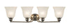 Gauss, Transitional 4 Light Brushed Nickel Bath Vanity Wall Fixture White Alabaster Glass 30`` Wide