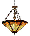 Chloe Lighting CH33359MR22-UH3 Innes Tiffany-Style 3 Light Mission Inverted Ceiling Pendant Fixture 22`` Shade