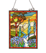 Chloe Lighting CH3P440YF24-GPN Almos Tiffany-Glass Floral Window Panel 18x24