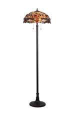 Chloe Lighting CH33471AD18-FL2 Empress Tiffany-style 2 Light Dragonfly Floor Lamp 18`` Shade