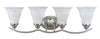 Chloe Lighting CH21013BN30-BL4 Orella Transitional 4 Light Brushed Nickel Bath Vanity Wall Fixture White Etched Glass 30`` Wide