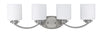 Chloe Lighting CH21015BN31-BL4 Prudence Transitional 4 Light Brushed Nickel Bath Vanity Wall Fixture White Etched Glass 31`` Wide