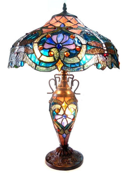 Chloe Lighting CH1B715BD17-DT3 Lydia Tiffany-Style 3 Light Victorian Double Lit Table Lamp 17