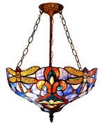 Chloe Lighting CH1B717BD17-UH2 Julia Tiffany-Style 2 Light Dragonfly Inverted Ceiling Pendant Fixture 17`` Shade