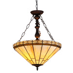 Chloe Lighting CH31315MI18-UH2 Belle Tiffany-Style 2 Light Mission Inverted Ceiling Pendant Fixture 18`` Shade