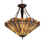 Chloe Lighting CH36432MS24-UH3 Saxon Tiffany-Style 3 Light Mission Inverted Ceiling Pendant Fixture 24`` Shade