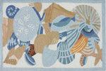 Jellybean Shells & Coral Indoor/Outdoor Machine Washable 20" x 30" Accent Rug