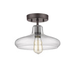 Chloe Lighting CH54008CL11-SF1 Dickens Industrial-Style 1 Light Rubbed Bronze Semi-Flush Ceiling Fixture 11`` Shade