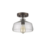 Chloe Lighting CH54010CL09-SF1 Dickens Industrial-Style 1 Light Rubbed Bronze Semi-Flush Ceiling Fixture 9`` Shade