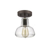 Chloe Lighting CH54011CL07-SF1 Dickens Industrial-Style 1 Light Rubbed Bronze Semi-Flush Ceiling Fixture 7`` Shade