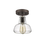 Chloe Lighting CH54011CL07-SF1 Dickens Industrial-Style 1 Light Rubbed Bronze Semi-Flush Ceiling Fixture 7`` Shade