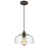 Chloe Lighting CH58010CL09-DP1 Dickens Industrial-Style 1 Light Rubbed Bronze Ceiling Mini Pendant 9`` Shade