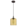 Chloe Lighting CH58013AM07-DP1 Owen Industrial-Style 1 Light Rubbed Bronze Amber Glass Ceiling Mini Pendant 7`` Shade