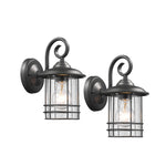 Transitional 1 Light Black Outdoor Wall Sconce 10`` Height, 2-Pack