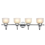 Chloe Lighting CH51049CM34-BL4 Lucie Industrial-Style 4 Light Chrome Finish Bath Vanity Wall Fixture White Frosted Prismatic Glass 34`` Wide