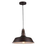Chloe Lighting CH58032RB14-DP1 Friedrich Industrial-Style 1 Light Rubbed Bronze Ceiling Mini Pendant 14`` Wide
