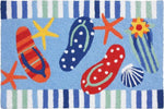 Jellybean Starfish & Sandals Indoor Outdoor Accent Rug 20x30 – Coastal Flip‑Flop & Starfish Polyester Mat
