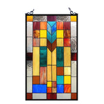 Chloe Lighting CH1P025AM26-GPN Tate Tiffany-Glass Mosaic Design Window Panel 16x26