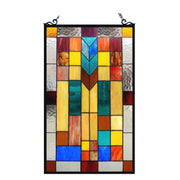 Chloe Lighting CH1P025AM26-GPN Tate Tiffany-Glass Mosaic Design Window Panel 16x26