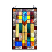 Chloe Lighting CH1P025AM26-GPN Tate Tiffany-Glass Mosaic Design Window Panel 16x26