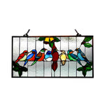 Chloe Lighting CH1P150RA25-GPN Aves Tiffany-Glass Gathering Birds Window Panel 24.5x12.5