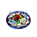 Chloe Lighting CH1P513RF24-GPN Alyssa Tiffany-Glass Roses/bird Window Panel 24x18
