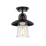 Chloe Lighting CH54051RB09-SF1 Manette Industrial-Style 1 Light Rubbed Bronze Semi-Flush Ceiling Fixture 9`` Shade