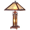 Chloe Lighting CH35827WM15-DT3 Earle Tiffany-Style Mission 3 Light Double Lit Wooden Table Lamp 15" Shade
