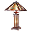 Chloe Lighting CH35831WM15-DT3 Percival Tiffany-Style Mission 3 Light Double Lit Wooden Table Lamp 15" Shade