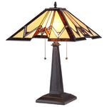 Chloe Lighting CH35859YM16-TL2 Geraint Tiffany-style 2 Light Mission Table Lamp 16" Shade