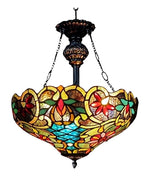 Chloe Lighting CH1A674VB18-UH2 Leslie Tiffany-Style Victorian 2 Light Inverted Ceiling Pendent 18`` Shade