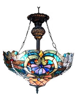 Chloe Lighting CH1B715BD17-UH2 Lydia Tiffany-Style 2 Light Victorian Inverted Ceiling Pendant Fixture 17`` Shade