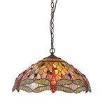 Chloe Lighting CH32825DB18-DH3 Anisoptera Purity Tiffany-Style 3 Light Dragonfly Ceiling Pendant Fixture 18`` Shade