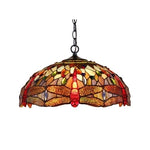 Chloe Lighting CH38548RD18-DH2 Skimmers Tiffany-Style 2 Light Dragonfly Ceiling Pendant Fixture 18`` Shade