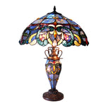 Chloe Lighting CH18091PV18-DT3 Nora Tiffany Style Victorian Double Lit 3 Light Table Lamp 18" Shade