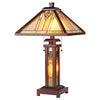 Chloe Lighting CH35431WM15-DT3 Zella Tiffany-Style Mission 3 Light Double Lit Wooden Table Lamp 15" Shade
