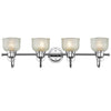 Chloe Lighting CH2D049CC34-BL4 Lucie Industrial-Style 4 Light Chrome Finish Bath Vanity Wall Fixture Clear Prismatic Glass 34`` Wide