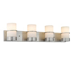Chloe Lighting CH2R001BN32-BL4 Penelope Contemporary 4 Light Brushed Nickel Bath Vanity Light Etched White Glass 32`` Wide