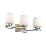 Chloe Lighting CH2R003BN23-BL3 Olivia Contemporary 3 Light Brushed Nickel Bath Vanity Light Etched White Glass 23`` Wide