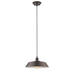 Chloe Lighting CH2D079RB14-DP1 Ironclad Industrial-Style 1 Light Rubbed Bronze Ceiling Mini Pendant 14`` Wide