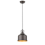 Chloe Lighting CH2D087RB08-DP1 Ironclad Industrial-Style 1 Light Rubbed Bronze Ceiling Mini Pendant 8`` Wide