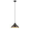 Chloe Lighting CH2D089RB10-DP1 Ironclad Industrial-Style 1 Light Rubbed Bronze Ceiling Mini Pendant 10`` Wide