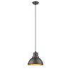 Chloe Lighting CH2D090RB08-DP1 Ironclad Industrial-Style 1 Light Rubbed Bronze Ceiling Mini Pendant 8`` Wide